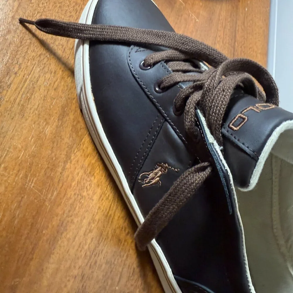 Polo Ralph Lauren Lace Up Shoes Hanford Leather Uppers Dark Brown Sz 11.5